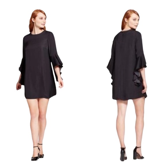 Who What Wear Dresses & Skirts - Who What Wear Black Ruffle Bell Sleeve Dress XS
